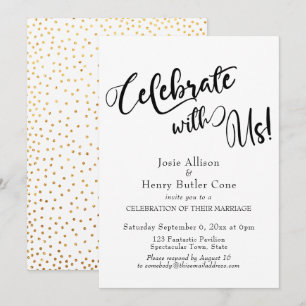 Convite Celebre Conosco Recepção de Casamento Confete Dour
