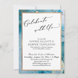 Convite Celebre Conosco Recepção de Tinta Azul-turquesa e 