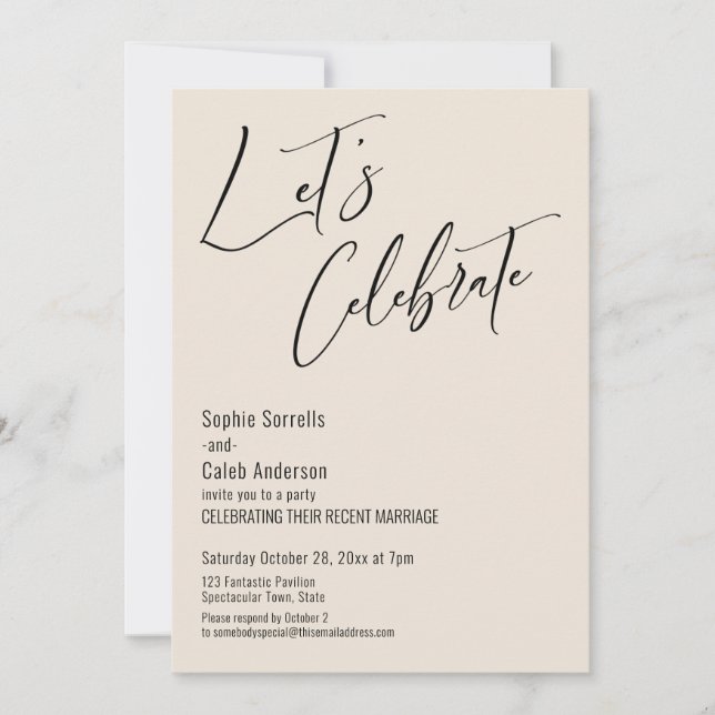 Convite Celebre Conosco! Recepção Moderna de Creme (Frente)
