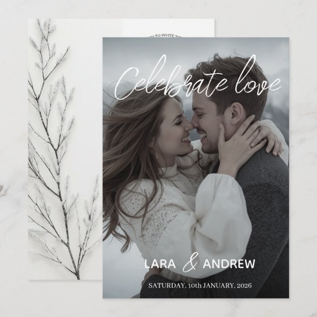 Convite Celebre o Amor Personalizado Simples Casamento Mod (Frente/Verso)