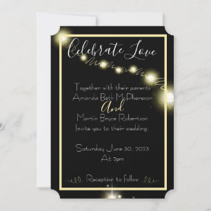 Convite Celebre o Amor Simples casamento cintilante
