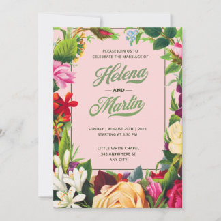 Convite Celebre o Casamento com Estilo de Casamento Floral