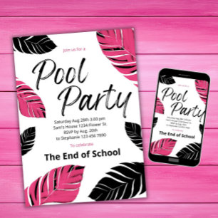 Convite Celebre o fim da festa na piscina da escola