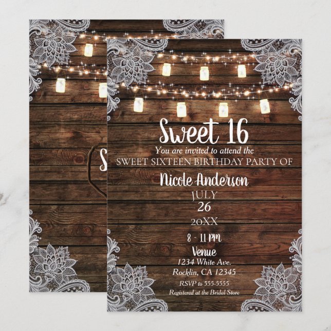 Convite Celeiro Rústico de Madeira e Potes de Pedra Festa  (Frente/Verso)