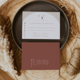 Convite CELESTE Boho Moon & Stars Terracotta RSVP