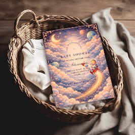 Convite Celestial Astronaut Clouds Baby Shower