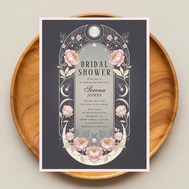Convite Celestial Blush Blossom Art Nouveau Bridal Shower (Criador carregado)