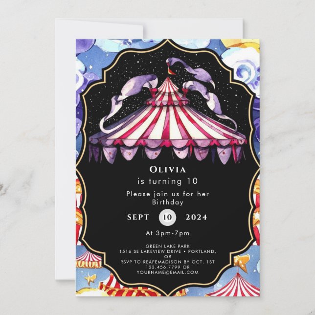 Convite Celestial Boho Circus Birthday (Frente)