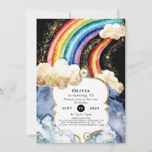 Convite Celestial Boho Rainbow Birthday