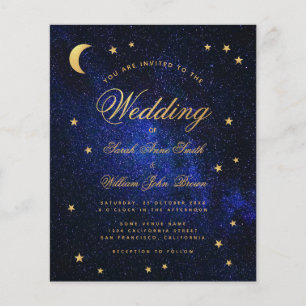 Convite Celestial Dourado de Casamento de Orçament