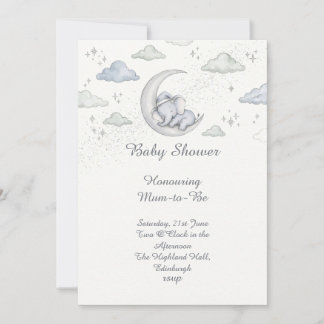 Convite Celestial Dream Elephant Baby Shower