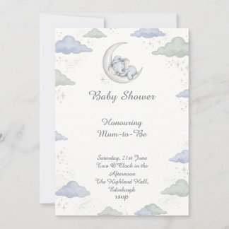 Convite Celestial Dream Elephant Baby Shower