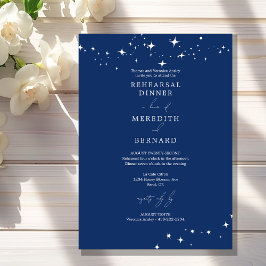 Convite Celestial Elegant Wedding Blue Rehearsal Dinner