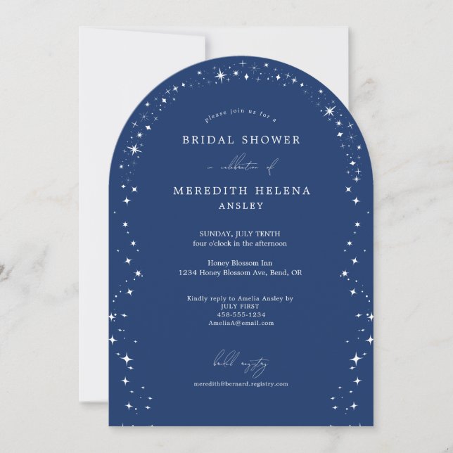 Convite Celestial Elegant Wedding Stars Arch Bridal Shower (Frente)