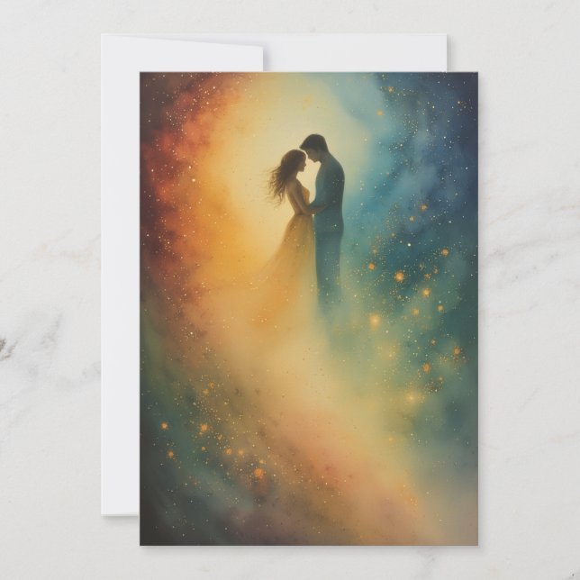 Convite Celestial Embrace Watercolor Art, Couple (Frente)