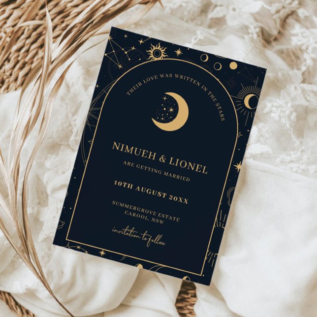 Convite Celestial Escrito nas estrelas Salvar a Data (Criador carregado)