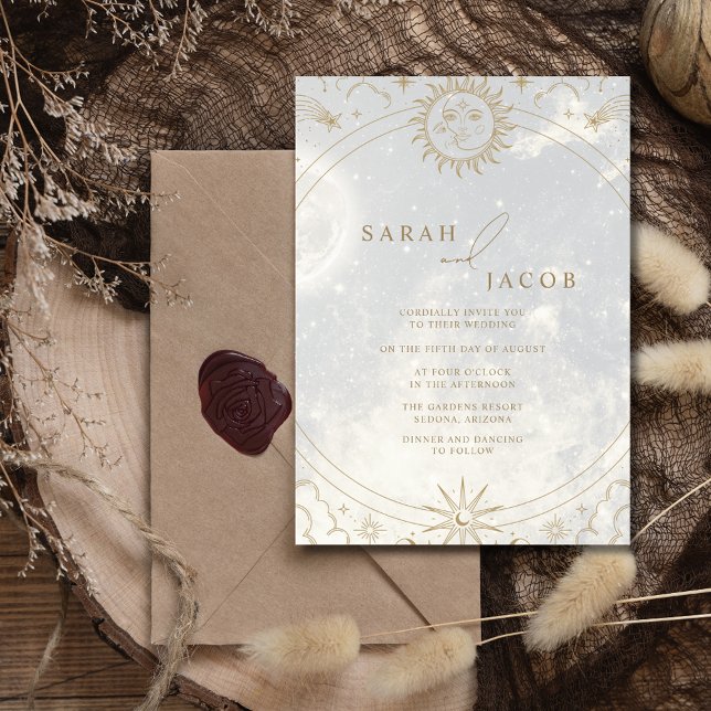 Convite Celestial Escrito no Casamento das Estrelas (Celestial Written in the Stars Wedding Invitation)