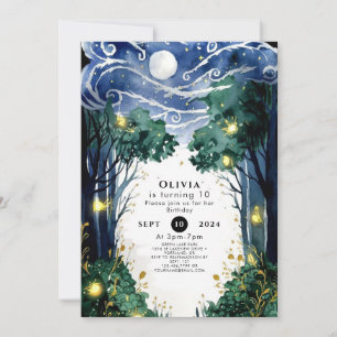 Convite Celestial Firefly Woodland Birthday