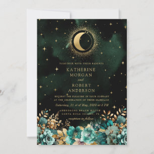 Convite Celestial Floral Stars Lua Casamento