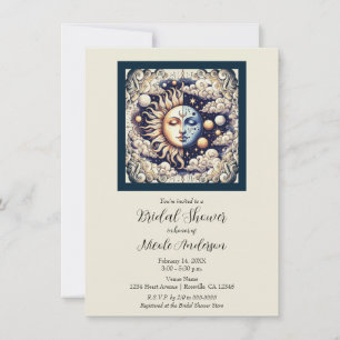 Convite Celestial Half Sun & Moon Bege Creme Vintage