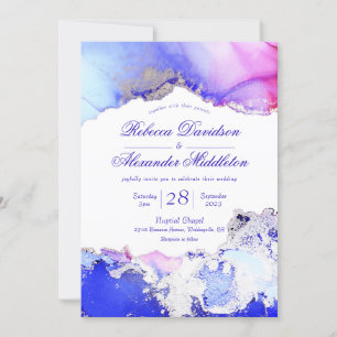 Convite Celestial Jewel Tones Ink Wash Casamento