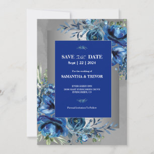 Convite Célestial Love Silver, Blue Elegance Salva A Data