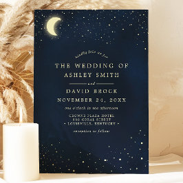 Convite Celestial Lua Stars Midnight Blue Wedding