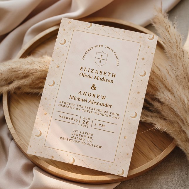 Convite Celestial Moon And Stars Wedding (Criador carregado)