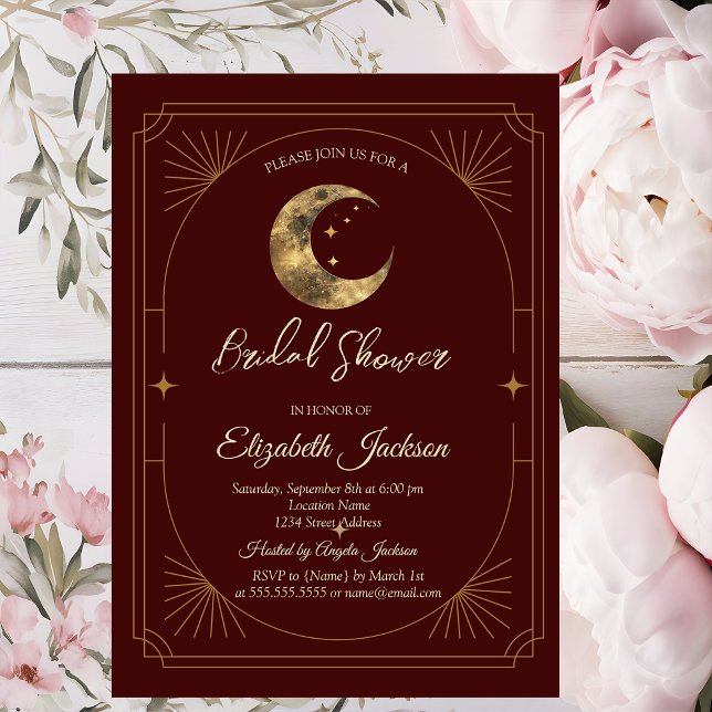 Convite Celestial Moon Stars Dark Bridal Shower (Criador carregado)