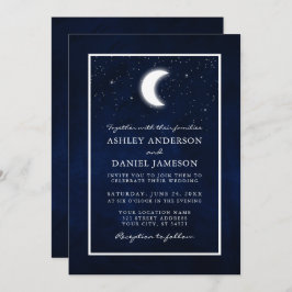 Convite Celestial Moon Stars Enquadrado