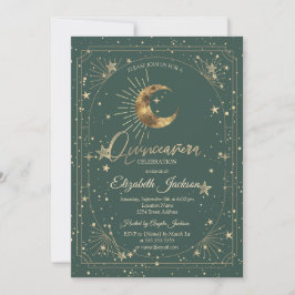 Convite Celestial Moon Stars Frame Quinceanera