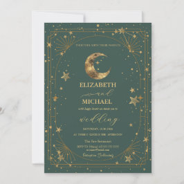 Convite Celestial Moon Stars Frame Wedding