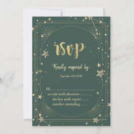 Convite Celestial Moon Stars Frame Wedding RSVP  