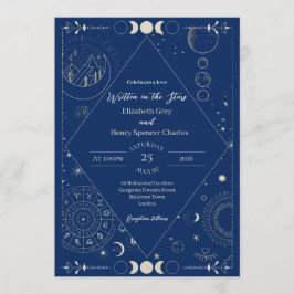 Convite Celestial moon sun stars constellations wedding