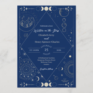Convite Celestial moon sun stars constellations wedding