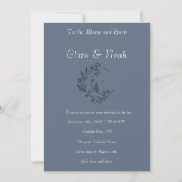 Convite Celestial Moon Wedding Invitation Dusty Blue
