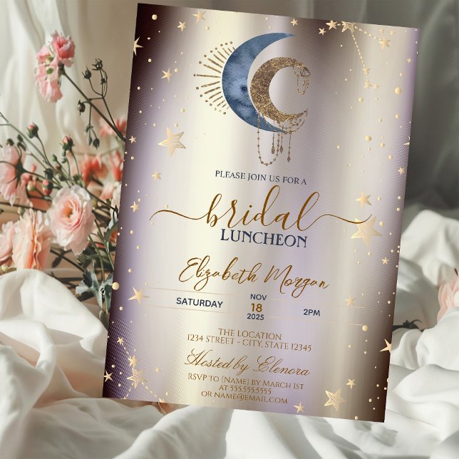 Convite Celestial Moons,Stars Magical Bridal Luncheon  (Criador carregado)
