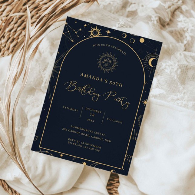 Convite Celestial Mystical Elements Starsign 50º aniversár (Criador carregado)