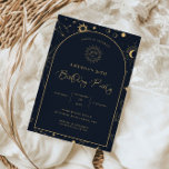 Convite Celestial Mystical Elements Starsign 50º aniversár<br><div class="desc">Projetada para coordenar com nossa Coleção Mística Celestial, esta única placa de convite personalizável para aniversário apresenta elementos celestes de ouro maravilhosos em um fundo de marinho escuro. Para personalização mais avançada deste design, por exemplo, alteração do layout, da fonte ou do tamanho do texto, clique no botão "PERSONALIZAR" acima....</div>