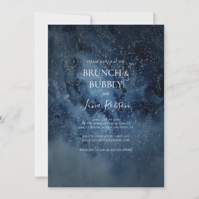 Convite Celestial Night Silver Brunch e Bubble (Frente)