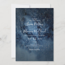 Convite Celestial Night Sky | Casamento Casual Silver