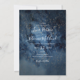 Convite Celestial Night Sky   Casamento Dourado