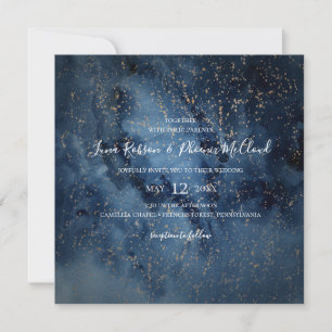 Convite Celestial Night Sky   Casamento Dourado quadrado