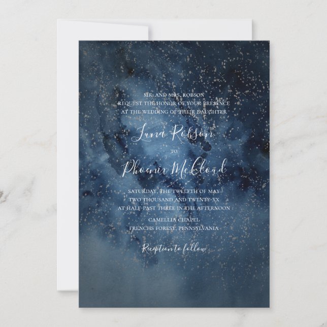 Convite Celestial Night Sky | Casamento Tradicional de Pra (Frente)