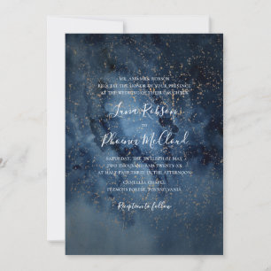 Convite Celestial Night Sky   Casamento Tradicional Dourad