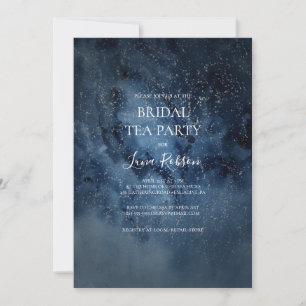 Convite Celestial Night Sky Prata Bridal Tea Party