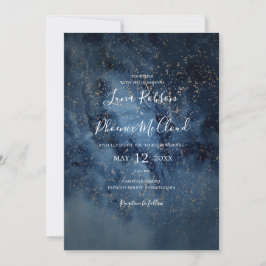 Convite Celestial Night Sky | Todos Dourados Em Um Casamen