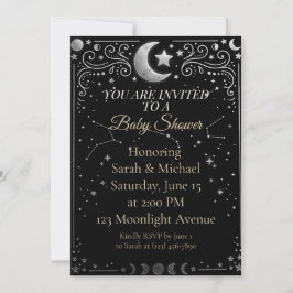 Convite Celestial Over the Moon Baby Shower Invitation 
