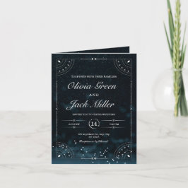 Convite Celestial para Casamento Noturno Estrelado