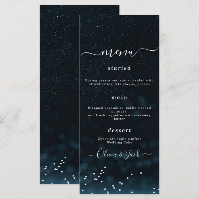 Convite Celestial para Casamento sob a Noite Estre (Frente/Verso)